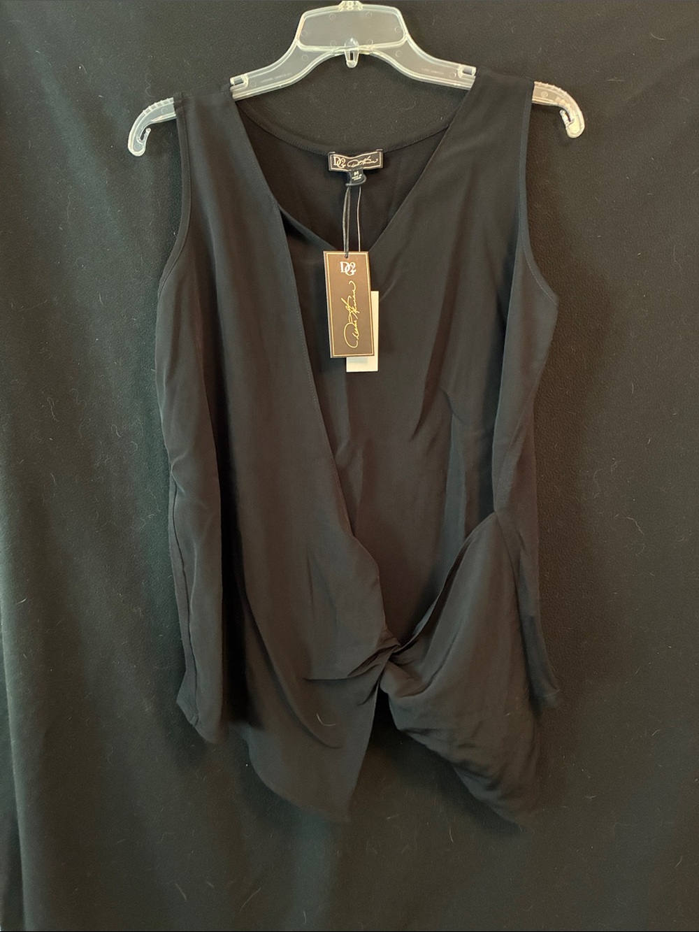 DG2 by Diane Gilman Black Draped Twist-Front Sleeveless Camisole